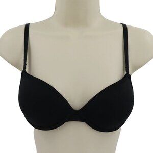Aerie 32B Paige Bra Solid Black Underwire Padded Push Up Women Adjustable Straps